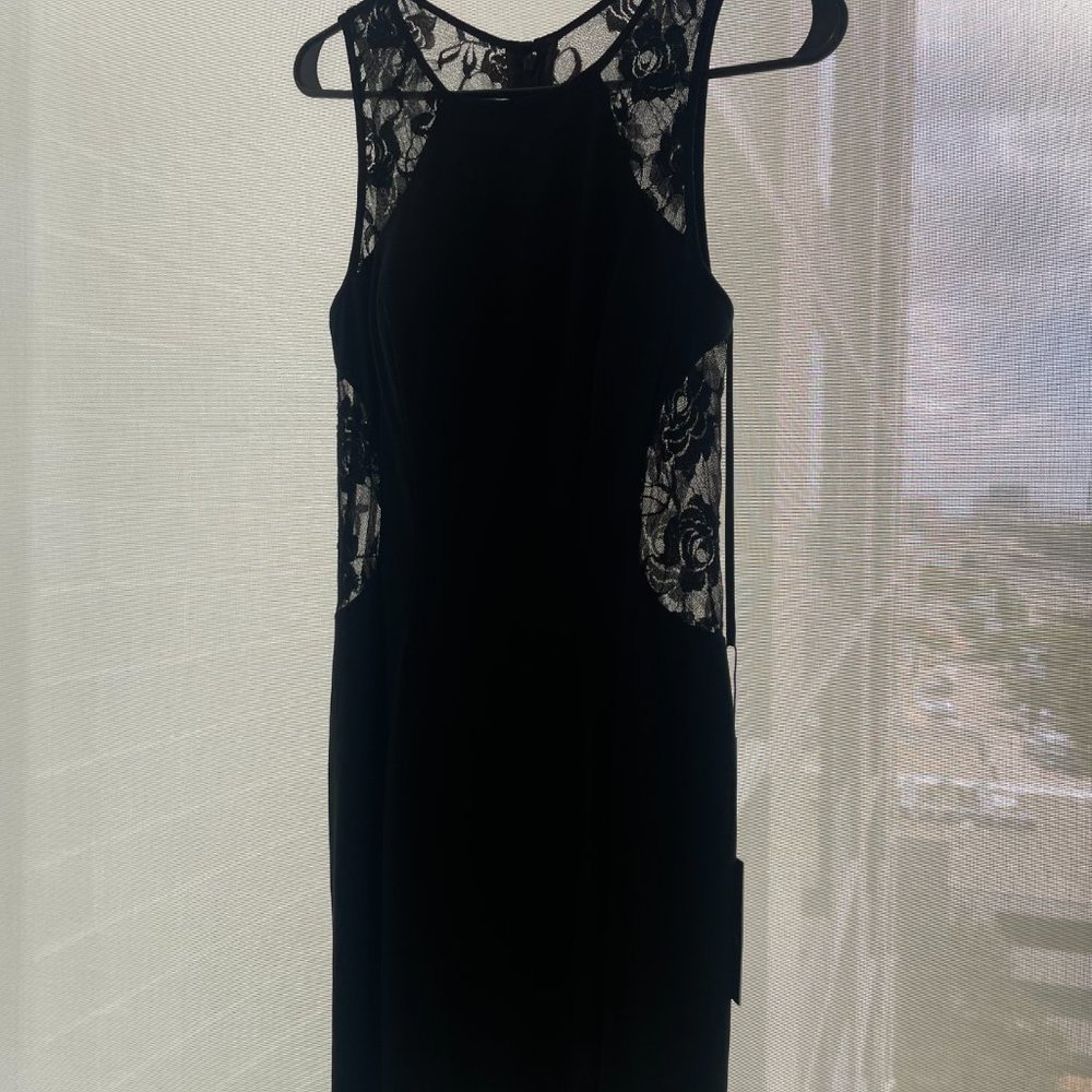 Bodycon Dress with Sheer Back & Sides and Sewn-In Padding